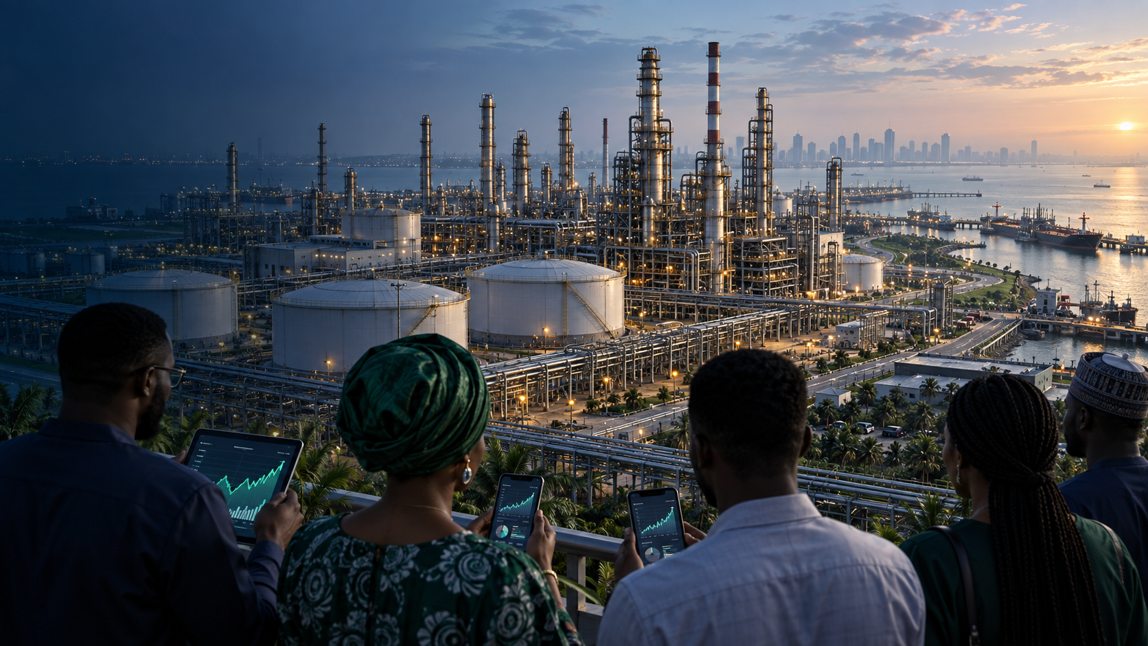 Nigerian retail investors reviewing the Dangote Refinery public offer